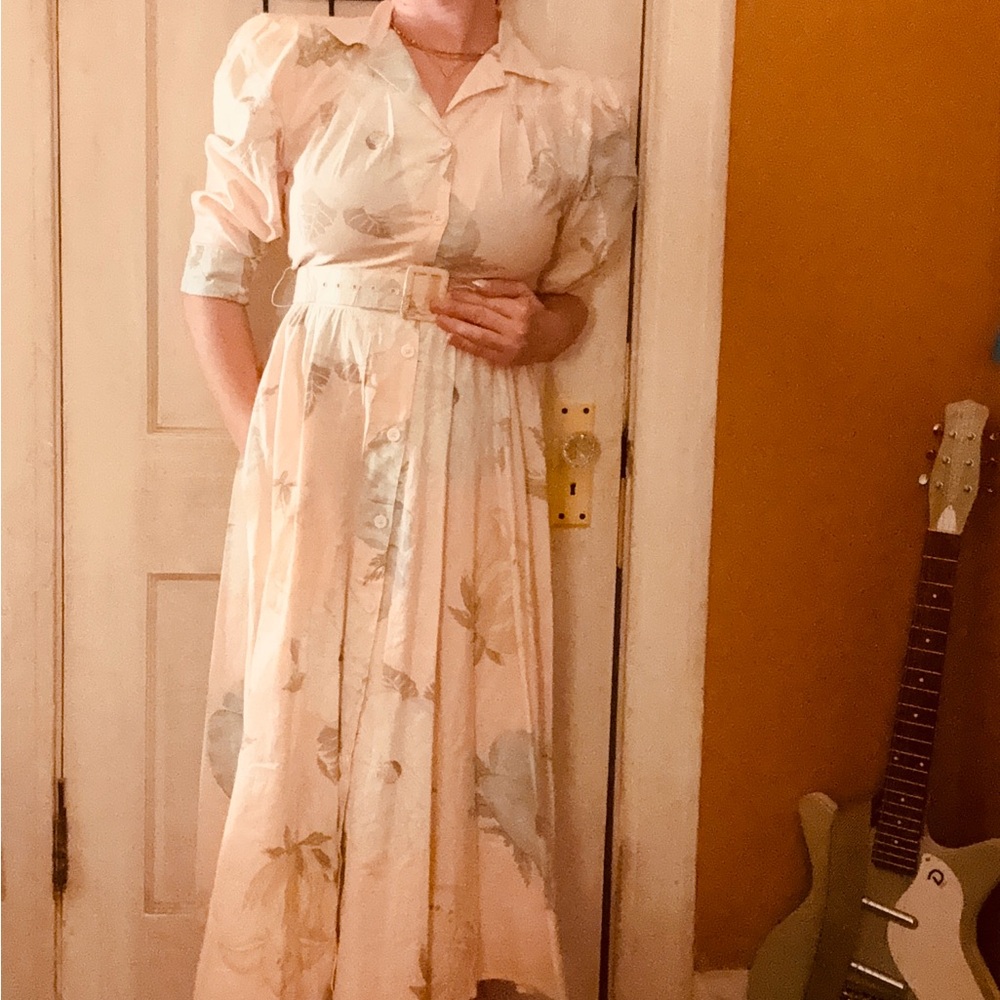 Rare Vintage Carol Anderson Floral Pink Dress with Belt